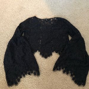 For love & lemons lace black crop top small